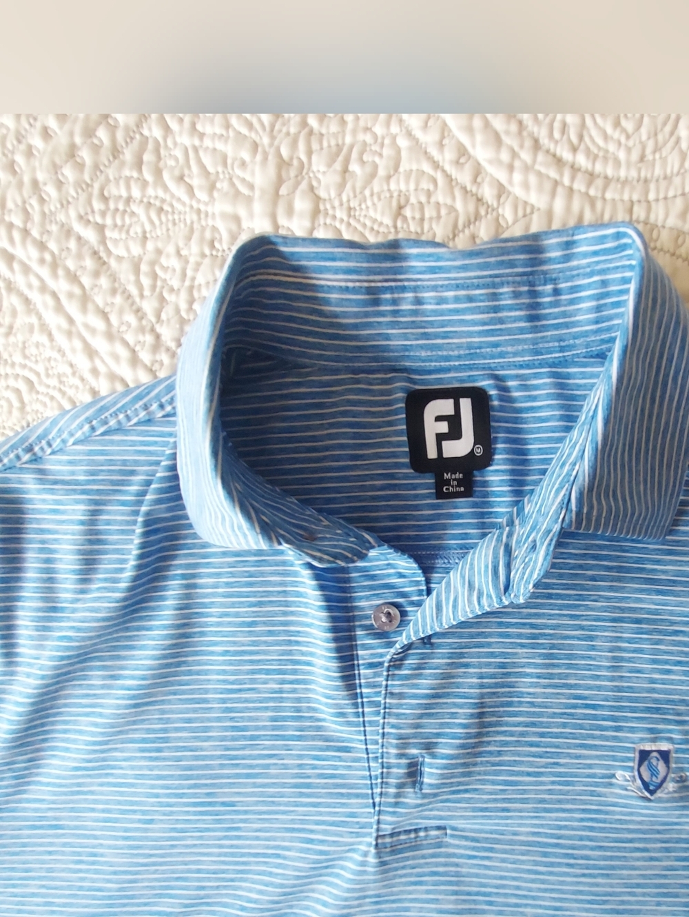 FootJoy Men’s Light Blue Striped Polo Shirt Size M